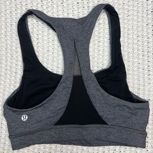 Lululemon Athletica Black and Gray Invigorate Sports Bra Racerback Design Size 4